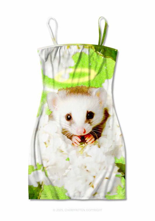 Flower Angel Ratz Y2K Print Slip Dress Cherrykitten