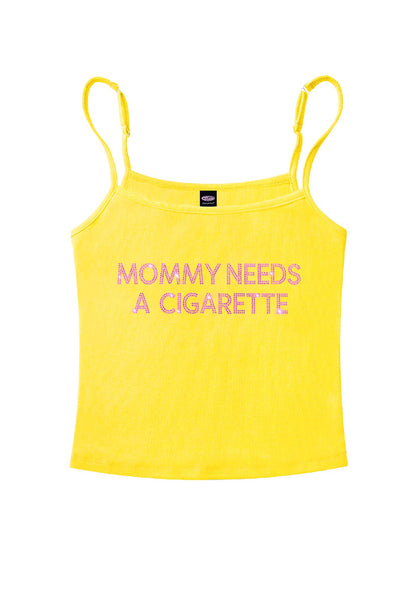 Rhinestone Mommy Needs Cigarette Y2K Spaghetti Strap Cami Cherrykitten