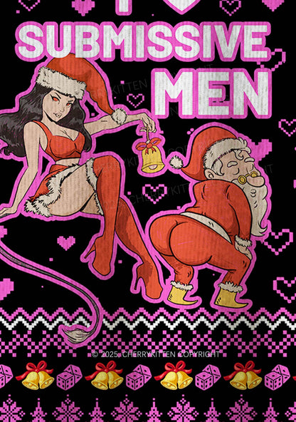 I Love S Men Y2K Christmas Knit Sweatshirt Cherrykitten