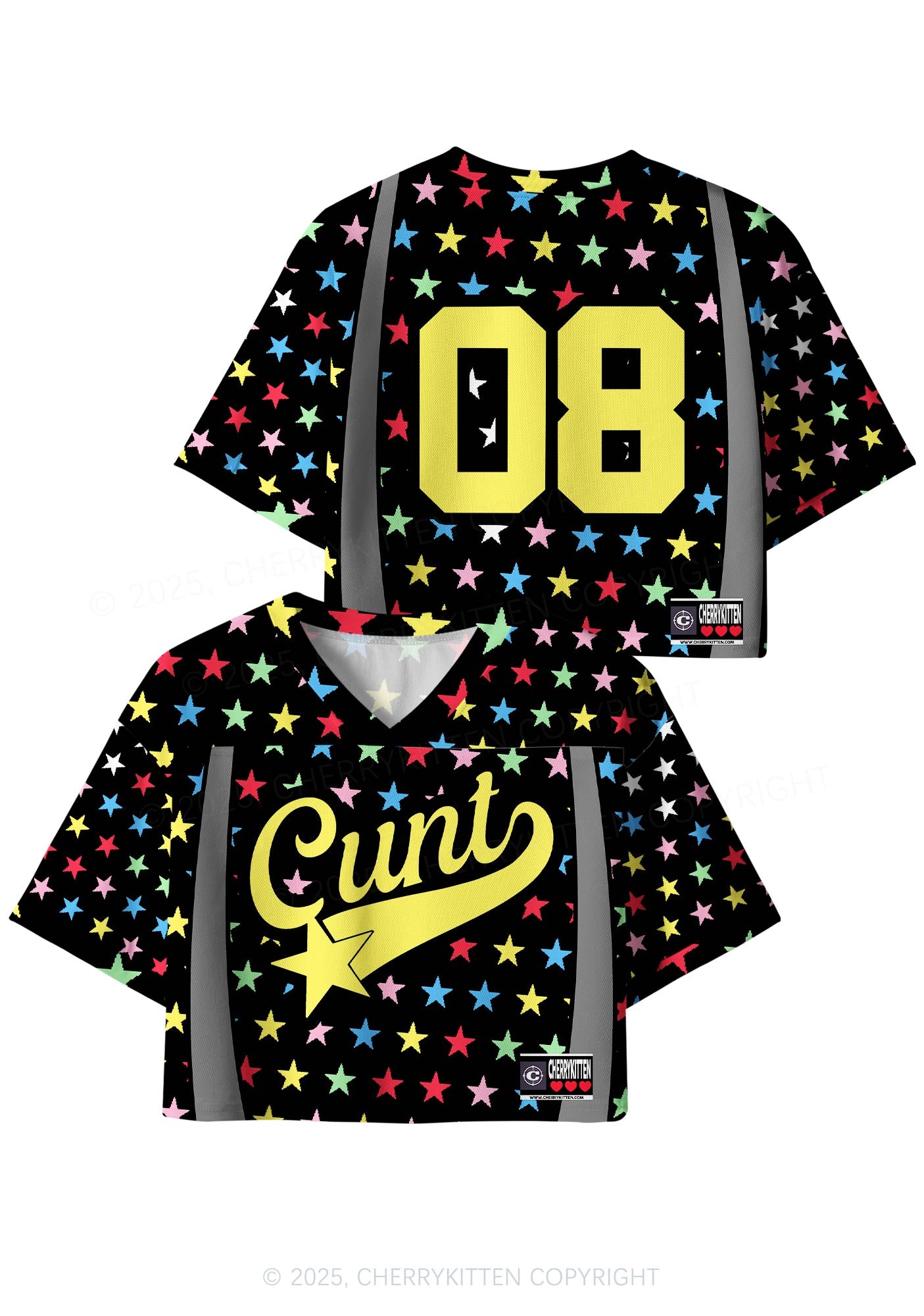 Custom Colourful Star Cxxt Y2K Crop Sport Jersey Shirts Cherrykitten