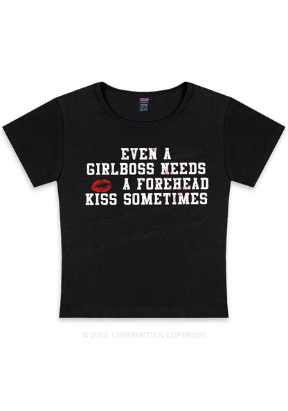 Girlboss Needs A Kiss Y2K Baby Tee Cherrykitten