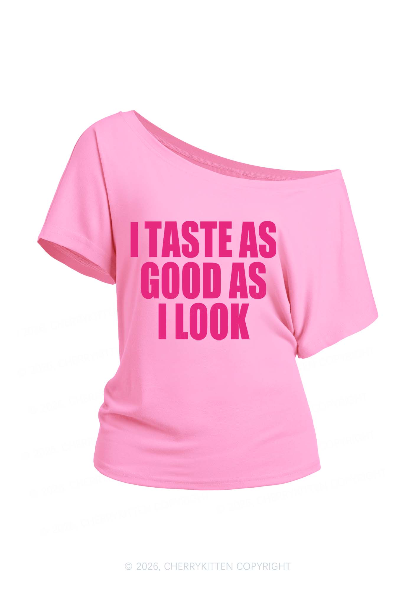 Taste Good Y2K Off Shoulder Tee Cherrykitten