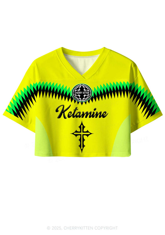 Custom Neon Yellow Ketamxxe Cross Y2K Crop Sport Jersey Shirts Cherrykitten