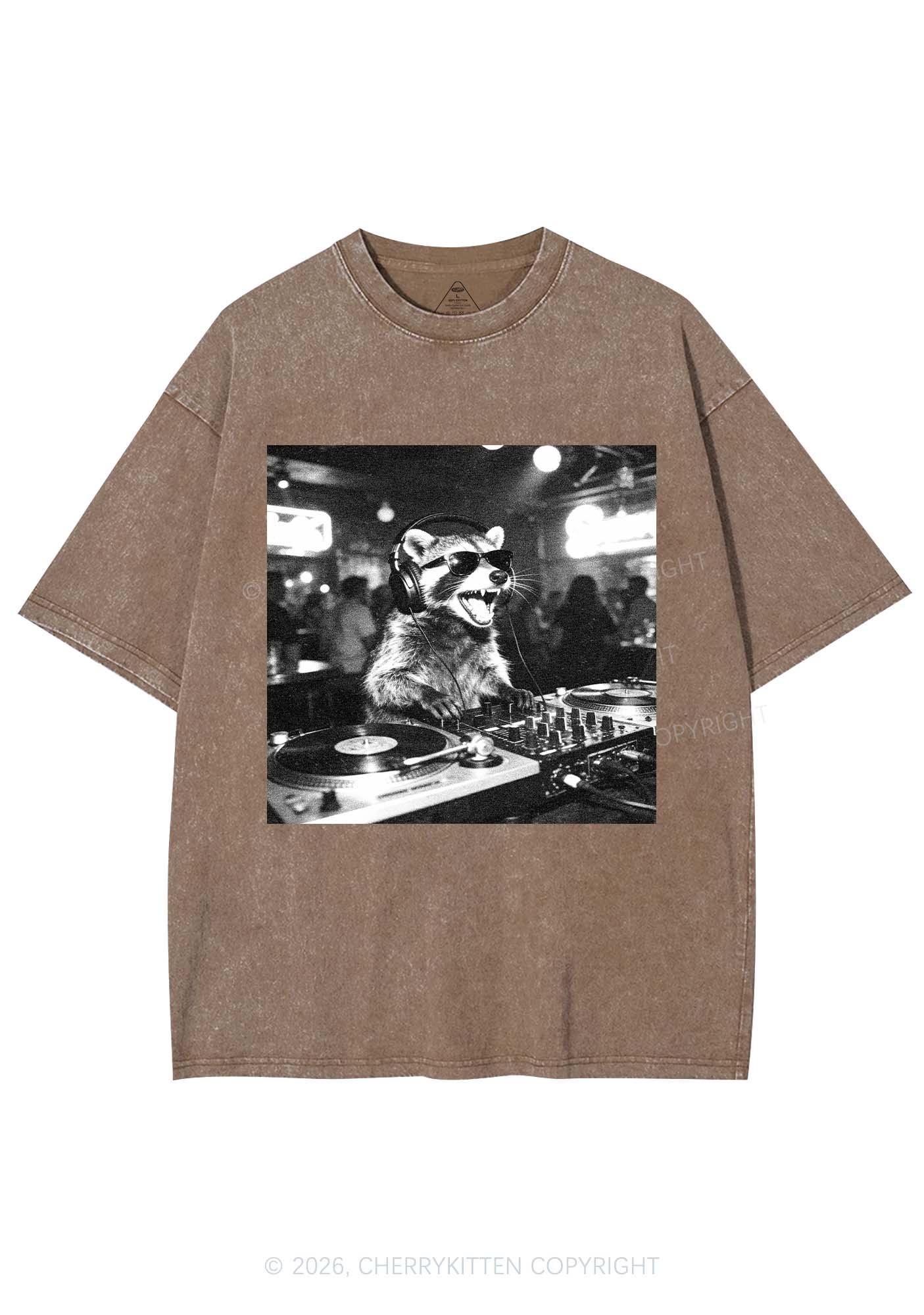 Vintage DJ Raccoon Y2K Shirts Washed Tee Cherrykitten
