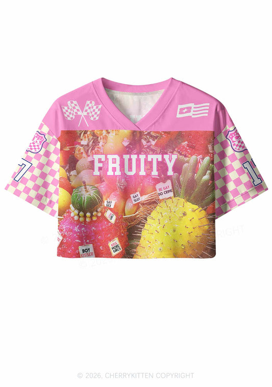 Pink Fruity Pride Y2K Crop Sport Jersey Shirts Cherrykitten