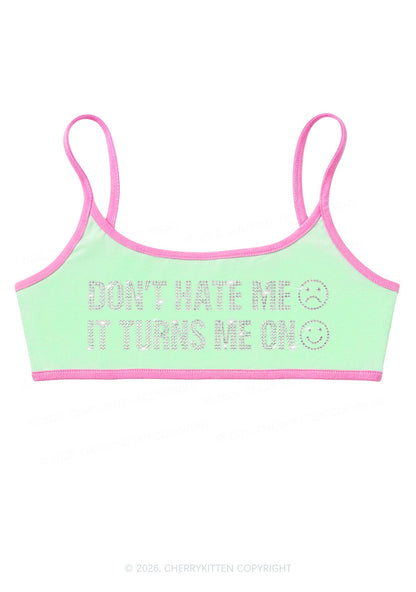 Rhinestone Dont Hate Me Y2K Super Crop Cami Cherrykitten