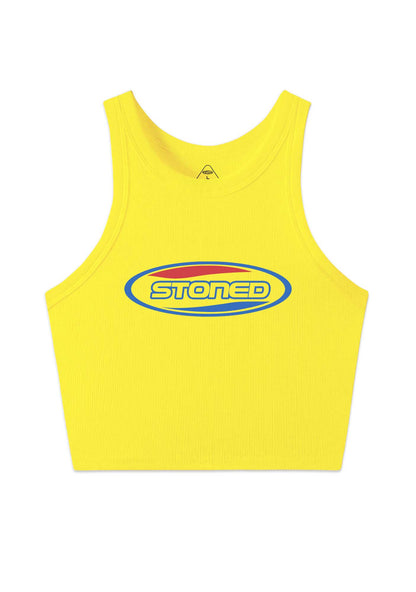 Stoned Slogan Y2K Crop Tank Top Cherrykitten