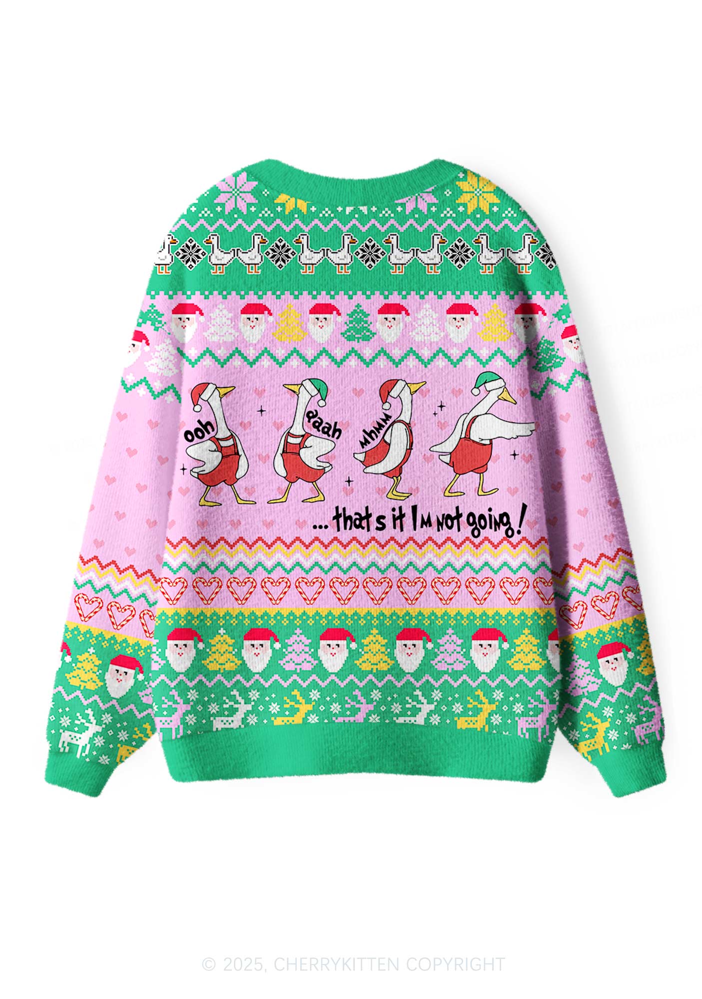 Im Not Going Goose Y2K Christmas Cardigan Knit Sweatshirt Cherrykitten