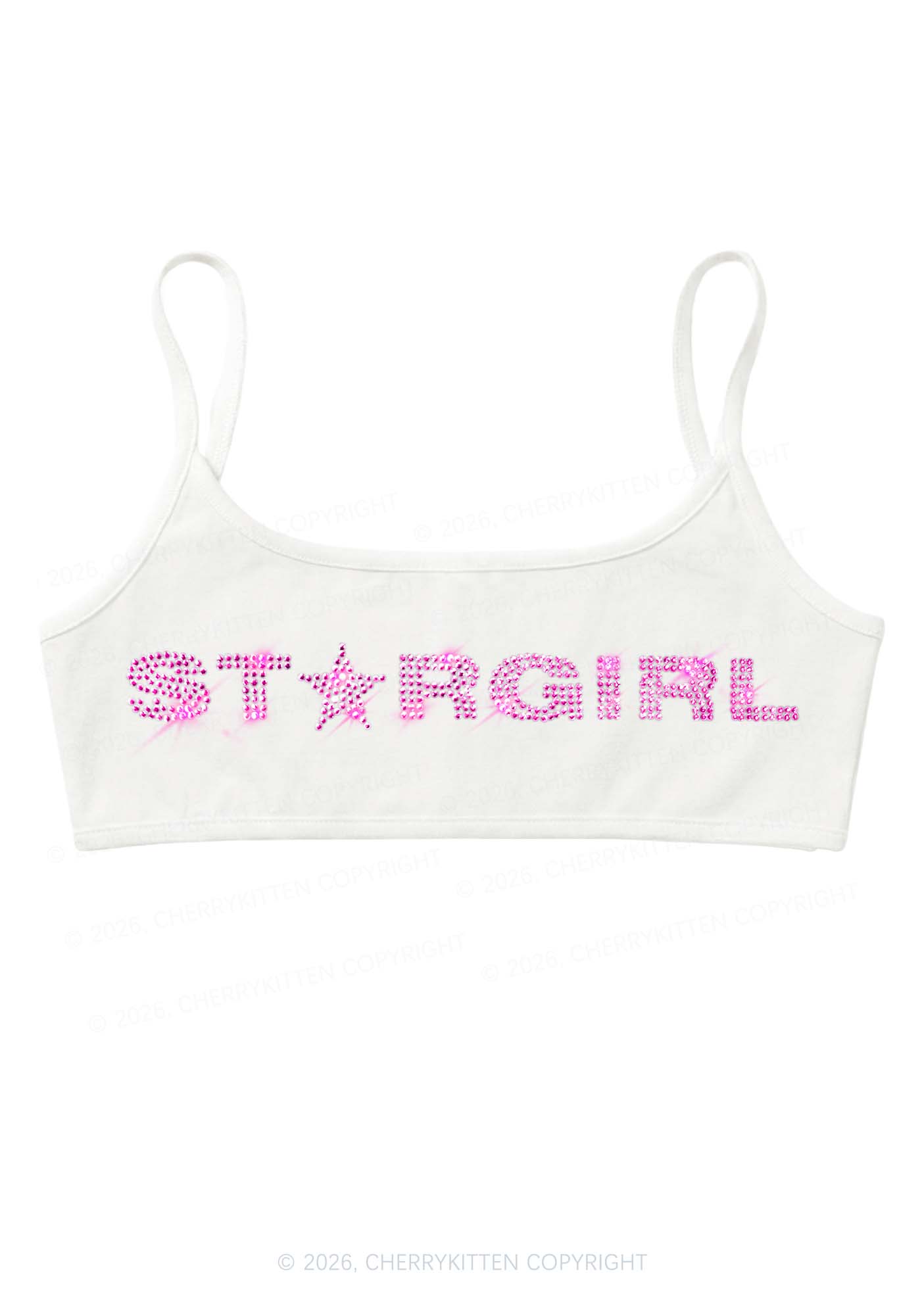 Rhinestone Stargirl Y2K Super Crop Cami Cherrykitten