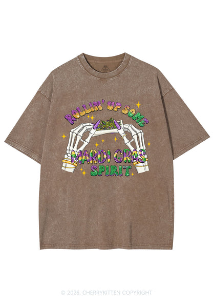 Rollin Up Mardi Gras Spirit Y2K Shirts Washed Tee Cherrykitten