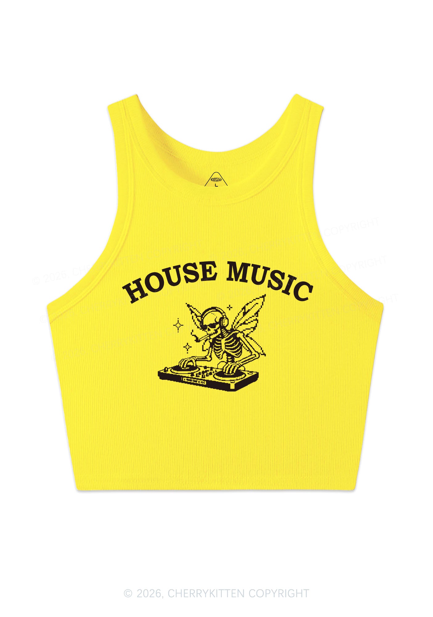House Music Skeleton Y2K Crop Tank Top Cherrykitten