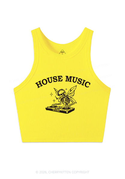 House Music Skeleton Y2K Crop Tank Top Cherrykitten