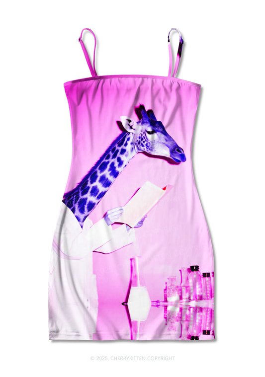 Dr Giraffe Y2K Print Slip Dress Cherrykitten