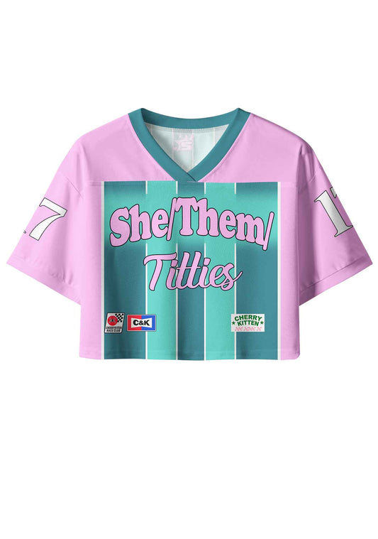 Green Stripes She Them Txtties Pride Y2K Crop Sport Jersey Shirts Cherrykitten