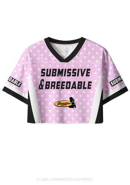 Submissive Breedable Pink Dots Y2K Crop Sport Jersey Shirts Cherrykitten