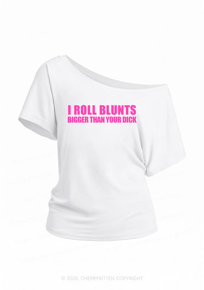 I Roll Blunts Y2K Off Shoulder Tee Cherrykitten