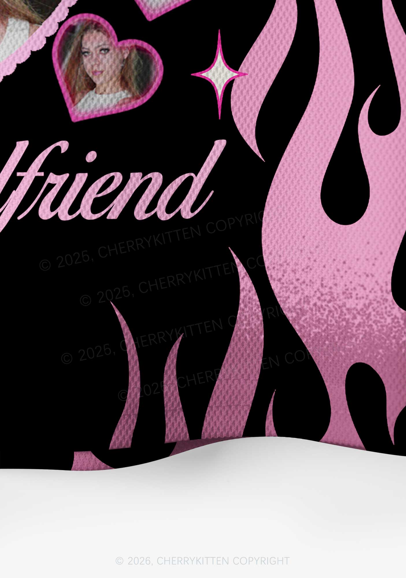Custom Photos Pink Flame I Love My GF BF Y2K Crop Sport Jersey Shirts Cherrykitten
