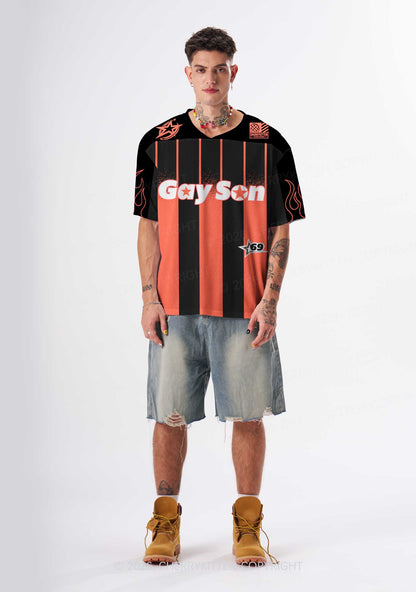 Orange Stripes Gay Son Pride Y2K Sport Jersey Shirts Cherrykitten