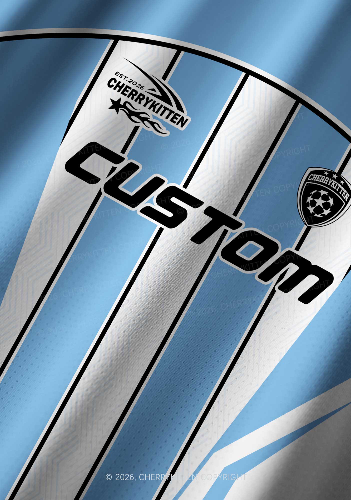 Custom Blue White Stripes Y2K Football Jersey Shirts Cherrykitten