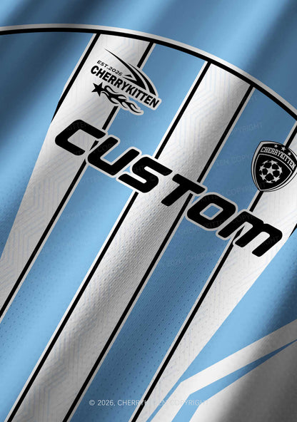 Custom Blue White Stripes Y2K Football Jersey Shirts Cherrykitten