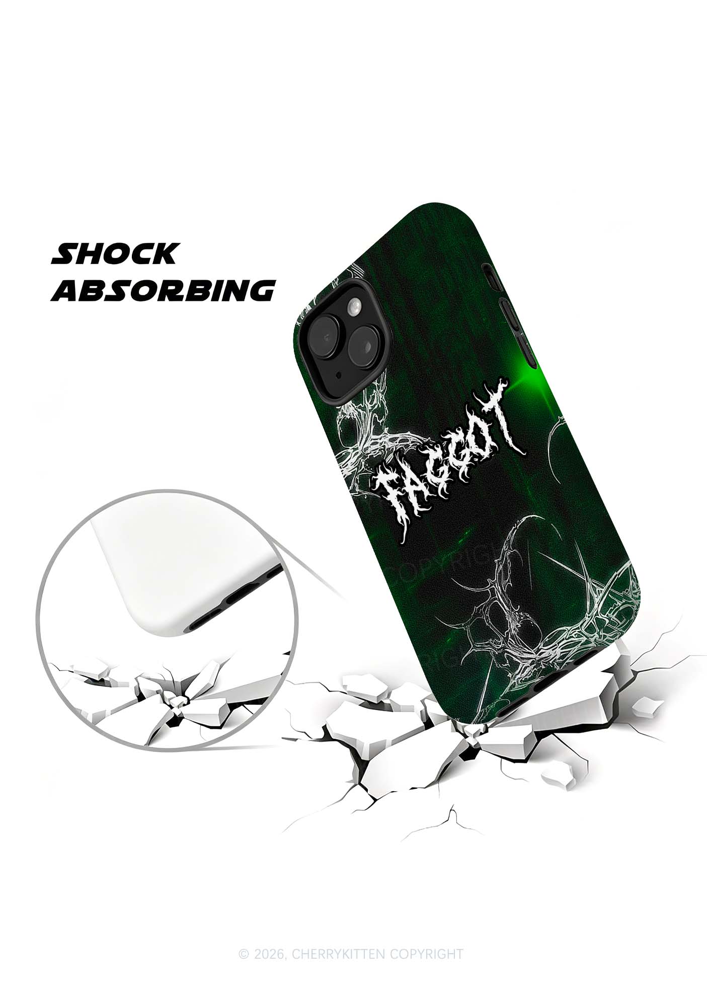 Green Gothic Faggot Pride Y2K Phone Case Cherrykitten