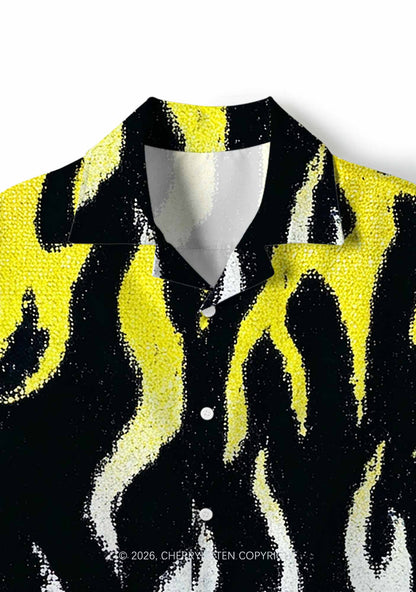 Nonbinary Flame Pride Y2K Print Hawaiian Shirt Cherrykitten