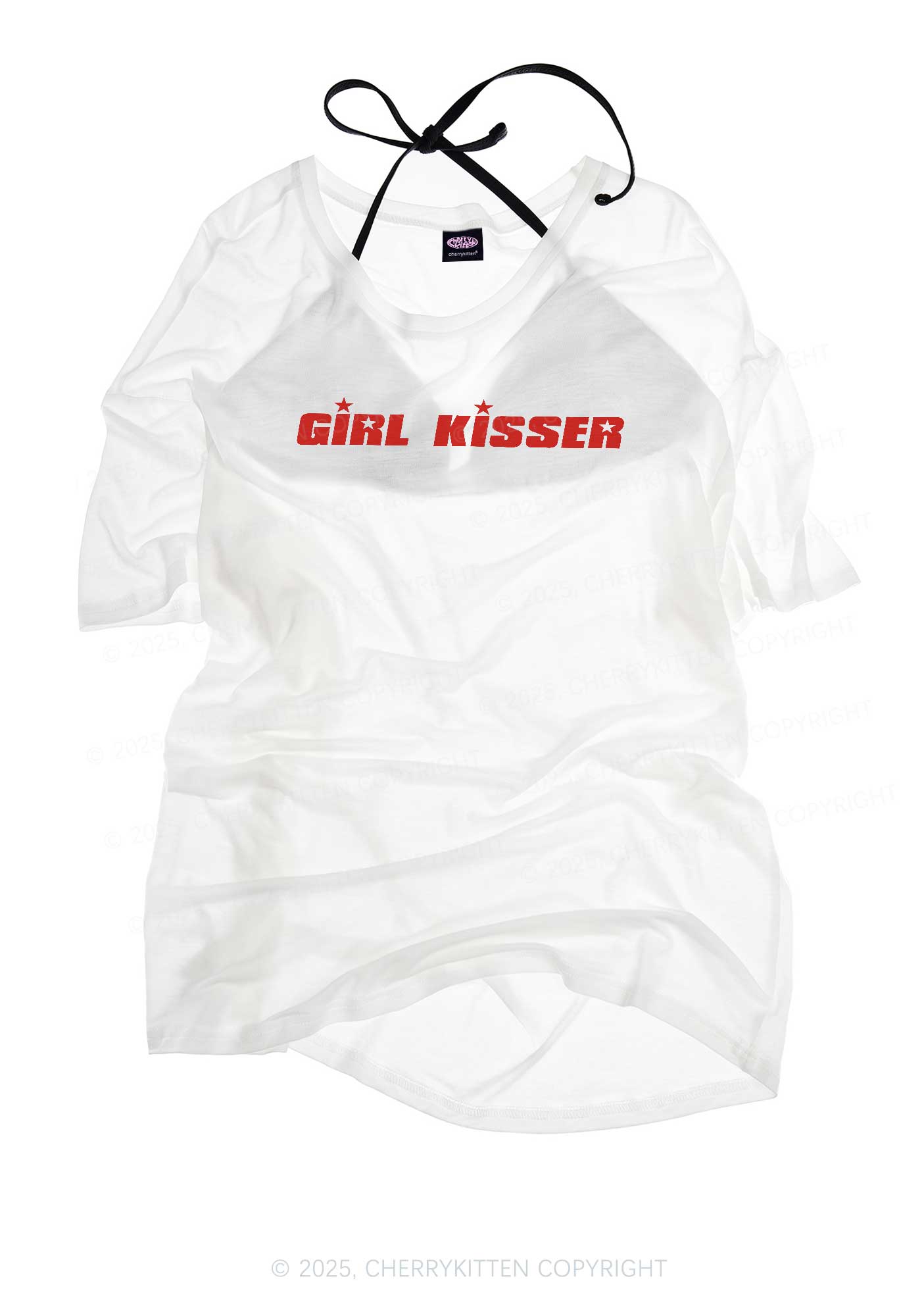 Girl Kisser Star Pride Y2K Sheer Boyfriend Tee Cherrykitten