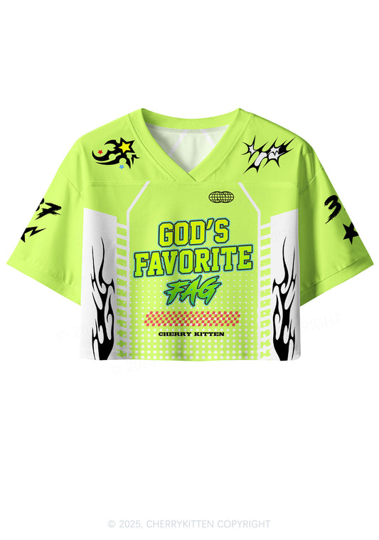 Custom Green Gods Favorite Fag Pride Y2K Crop Sport Jersey Shirts Cherrykitten