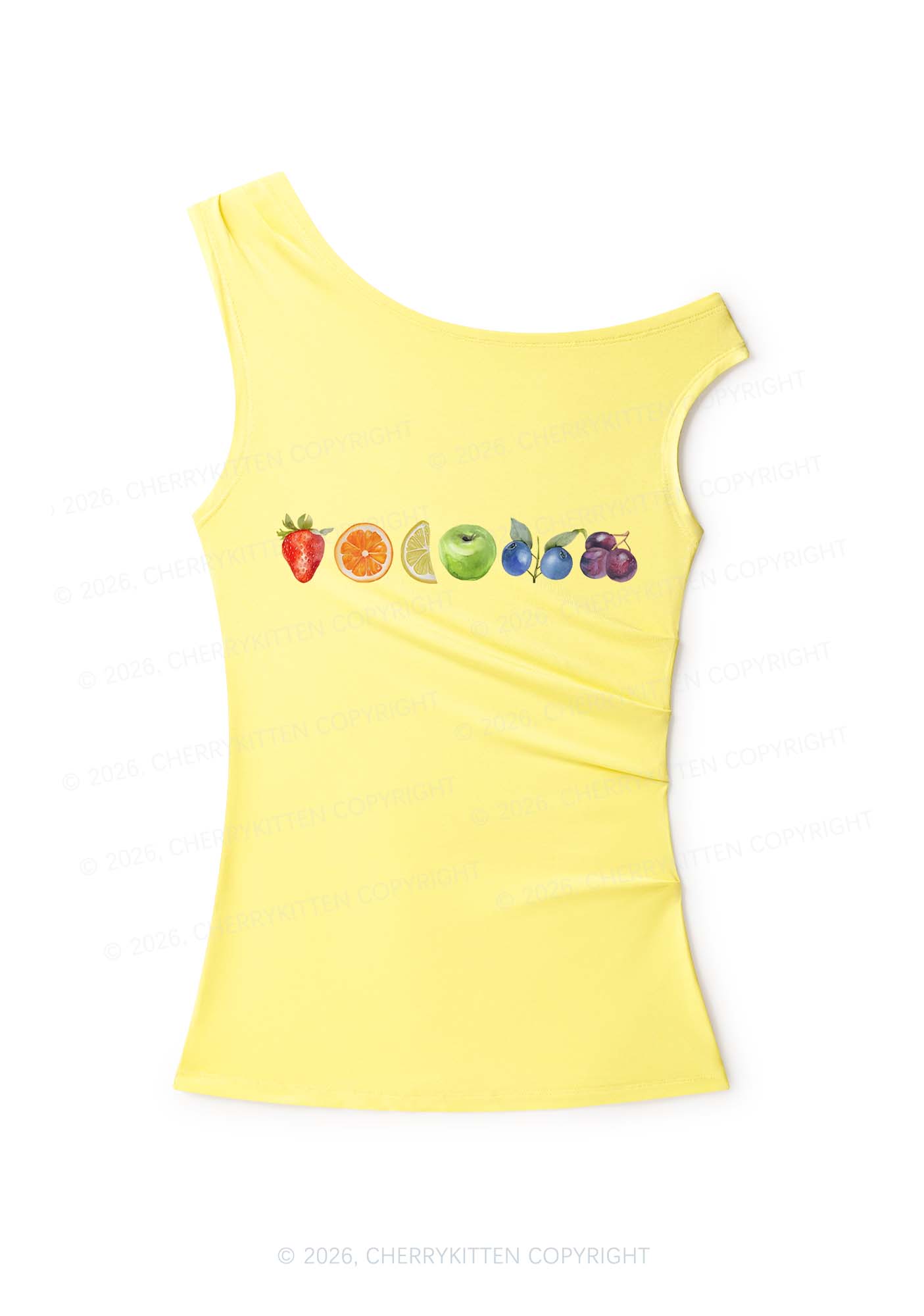 Six Fruity Pride Y2K Off Shoulder Tank Top Cherrykitten