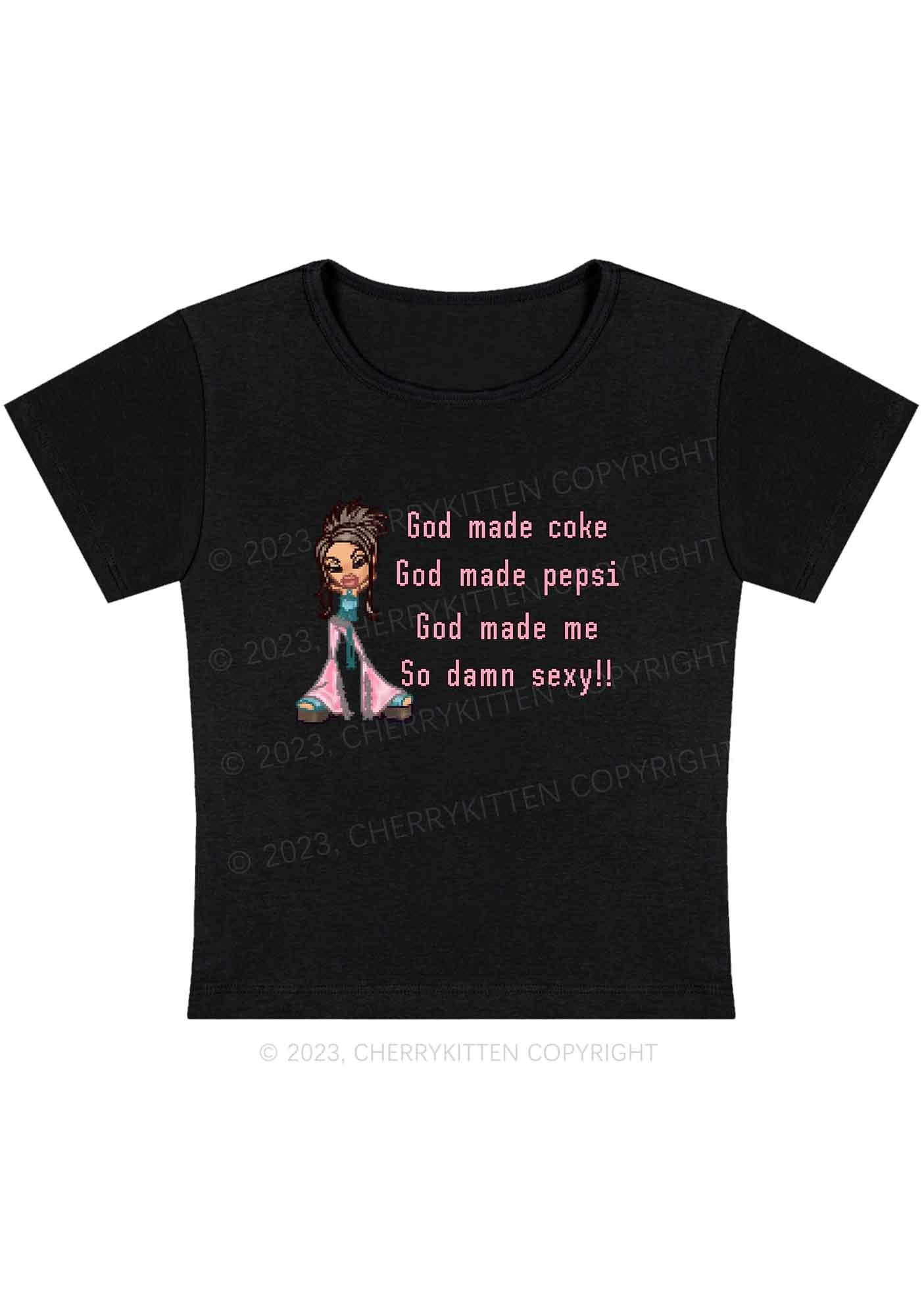 Curvy God Made Me So Sxxy Y2K Baby Tee Cherrykitten