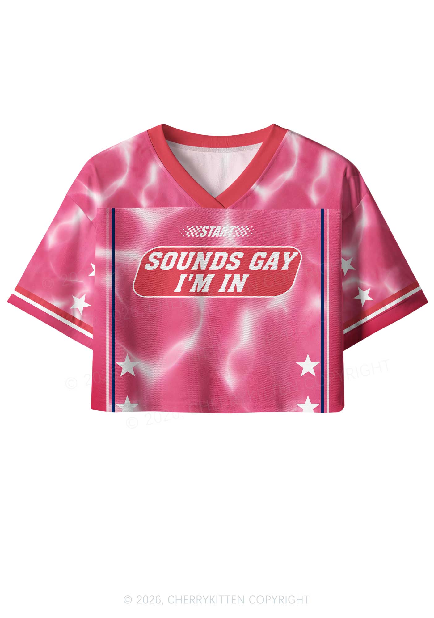 Pink Sounds Gay Im In Pride Y2K Crop Sport Jersey Shirts Cherrykitten