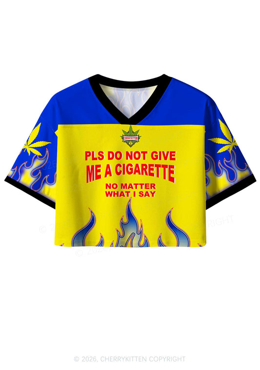 Dont Give Me Cigarette Y2K Crop Sport Jersey Shirts Cherrykitten