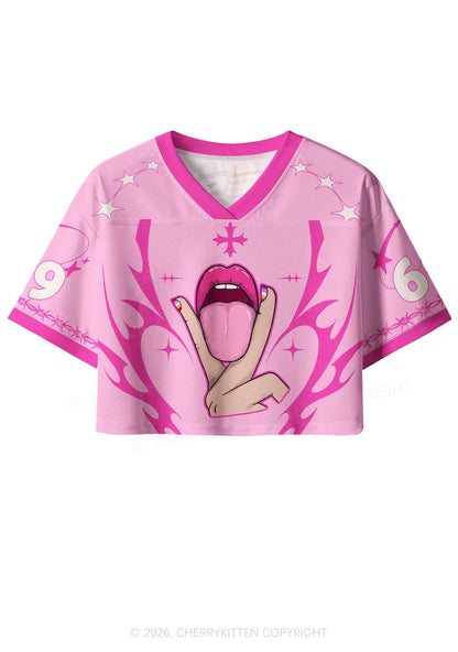 Lesbian Kissing Pride Y2K Crop Sport Jersey Shirts Cherrykitten
