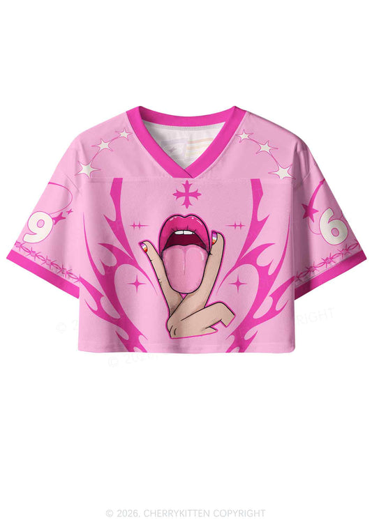 Lesbian Kissing Pride Y2K Crop Sport Jersey Shirts Cherrykitten