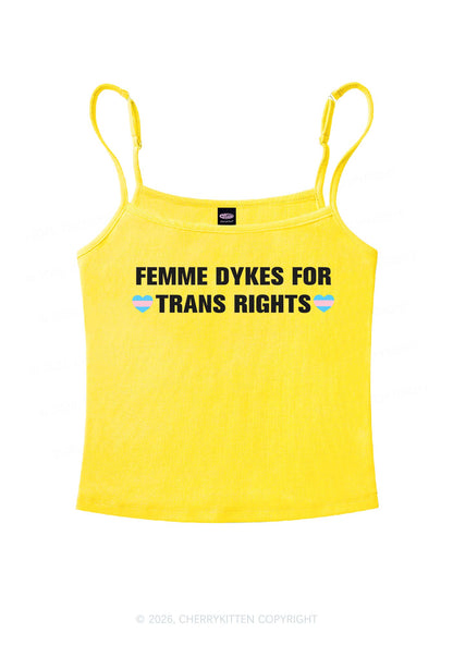 Femme Dykes For Trans Rights Pride Y2K Spaghetti Strap Cami Cherrykitten