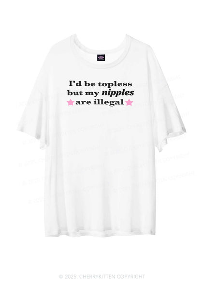 Nixxles Are Illegal Y2K Sheer Boyfriend Tee Cherrykitten