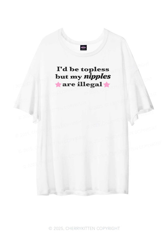 Nixxles Are Illegal Y2K Sheer Boyfriend Tee Cherrykitten