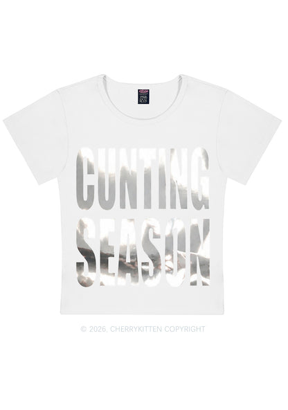 Cxxting Season Silver Foil Printed Y2K Baby Tee Cherrykitten