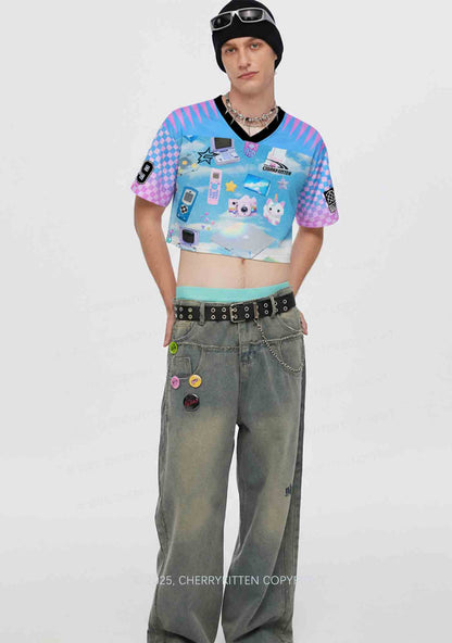 Custom Punk Digital Y2K Crop Sport Jersey Shirts Cherrykitten