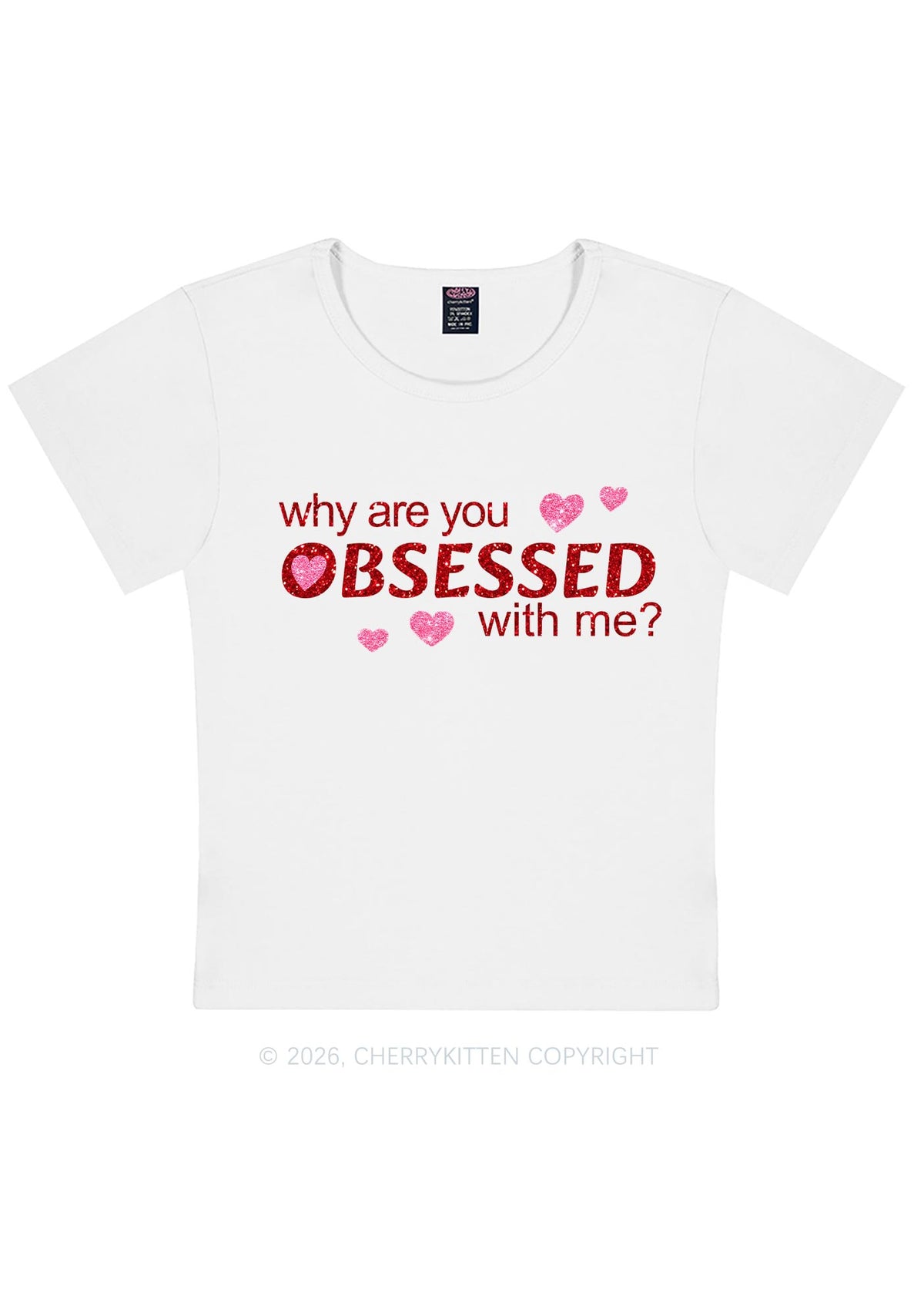 Glitter Obsessed With Me Y2K Baby Tee Cherrykitten