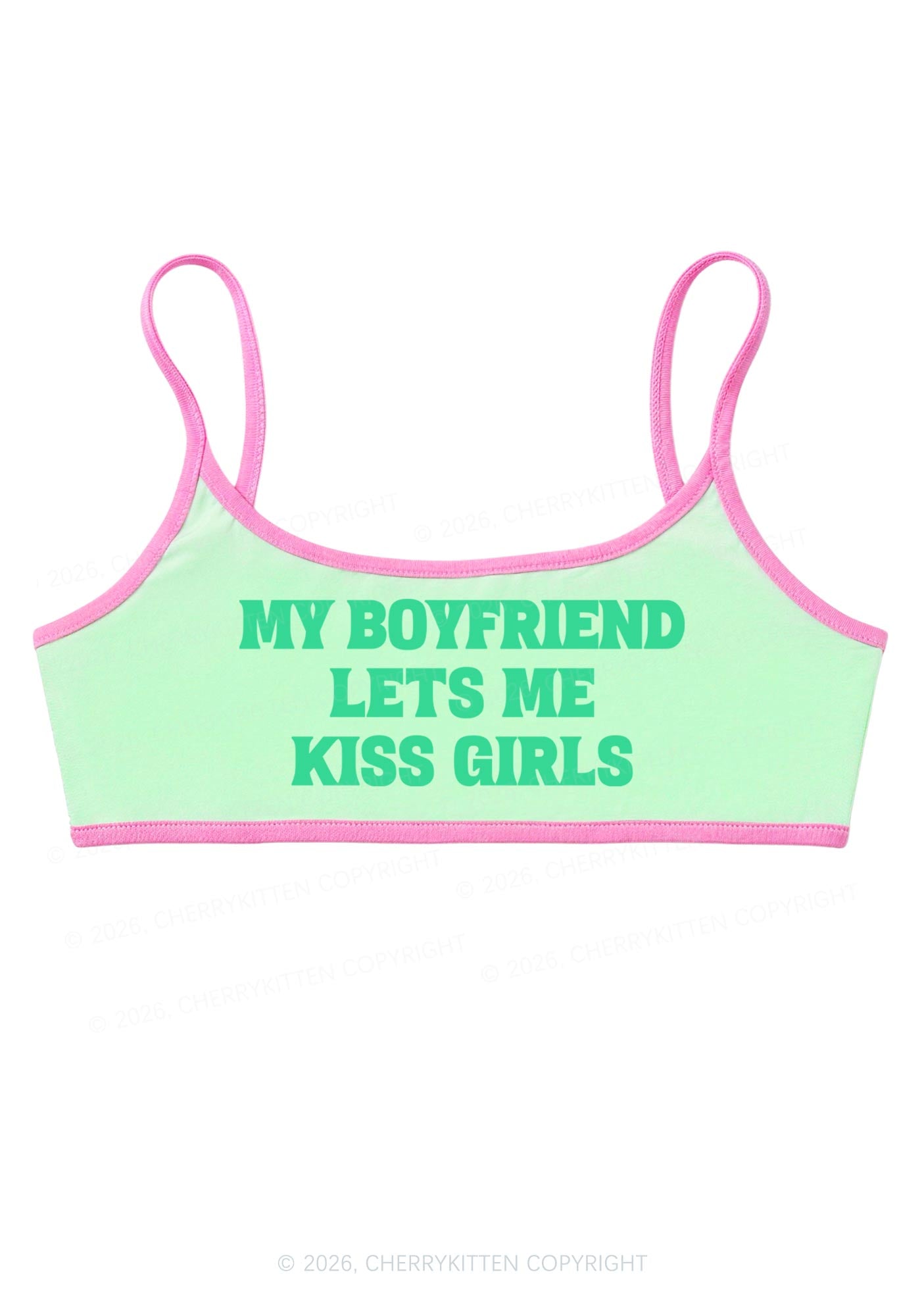BF Lets Me Kiss Girls Y2K Super Crop Cami Cherrykitten