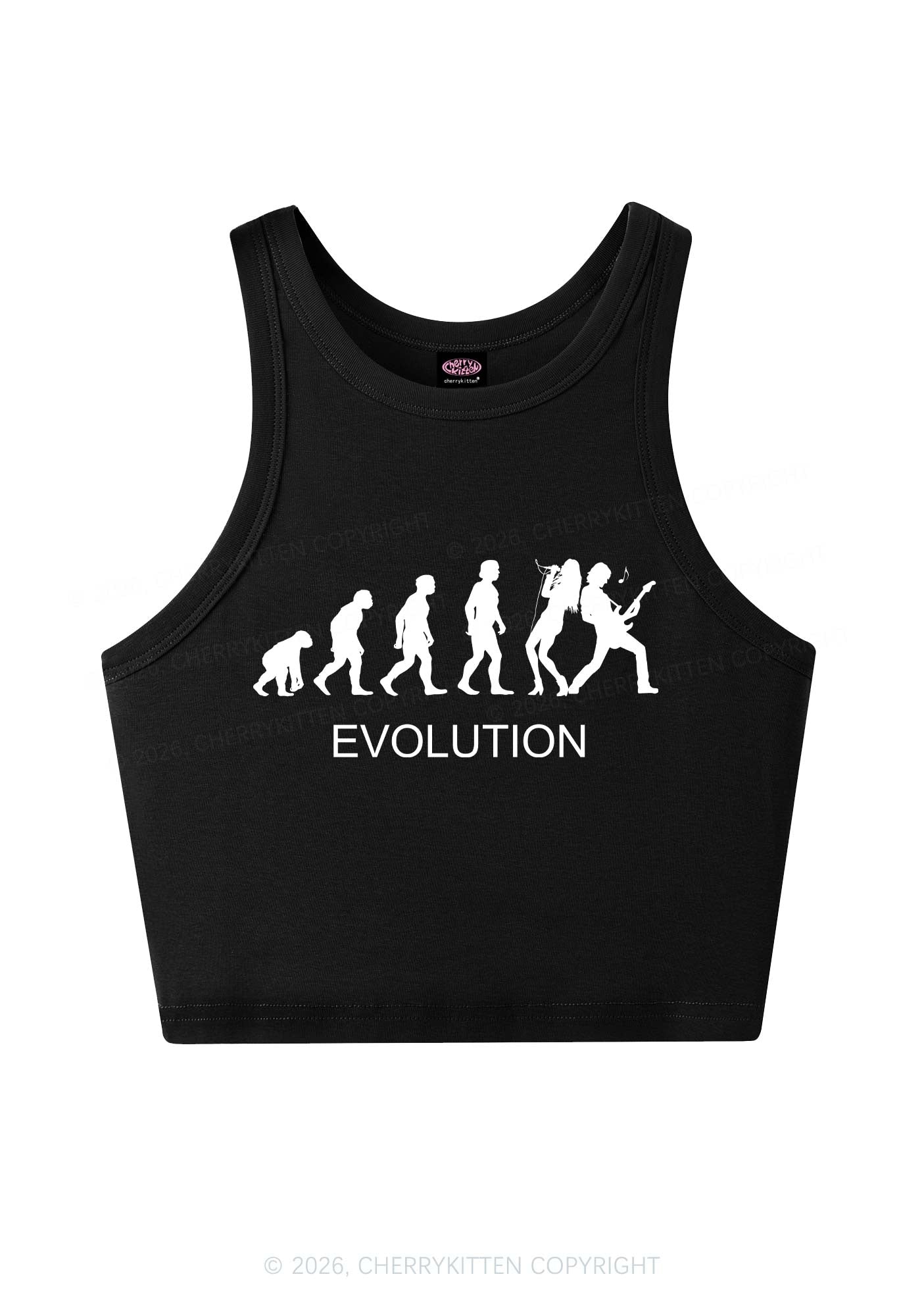 Evolution Rock Band Y2K Crop Tank Top Cherrykitten