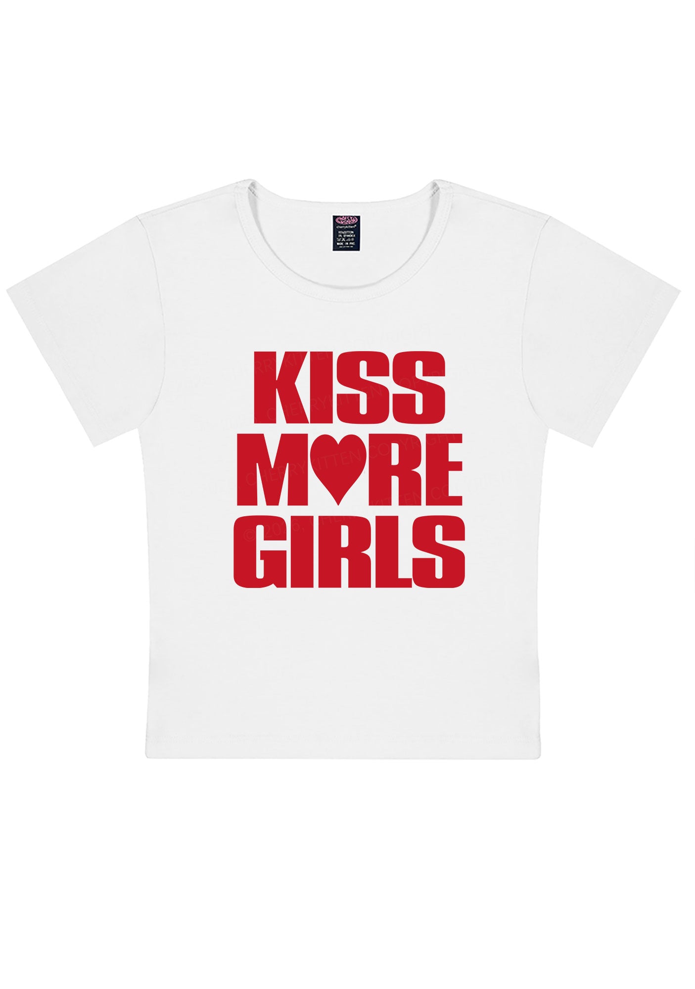 Kiss More Girls Heart Pride Y2K Baby Tee Cherrykitten