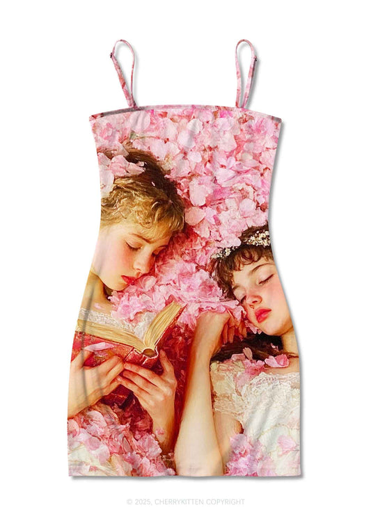 Flower Girls Y2K Print Slip Dress Cherrykitten