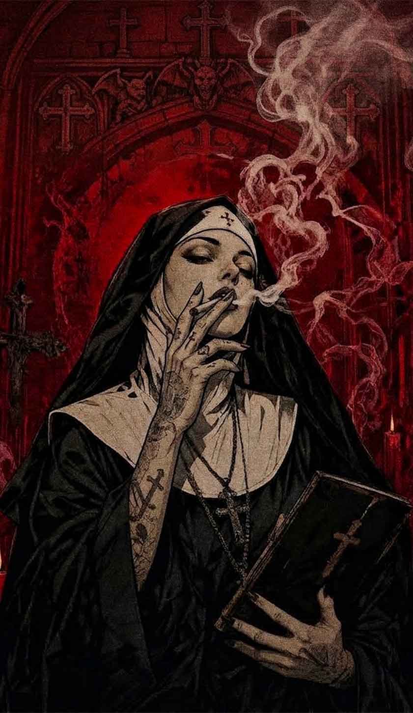 Gothic Tattoos Nun Y2K Phone Case Cherrykitten