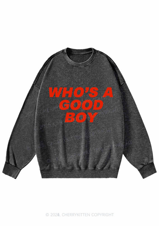 Whos A Good Boy Y2K Washed Sweatshirts Cherrykitten