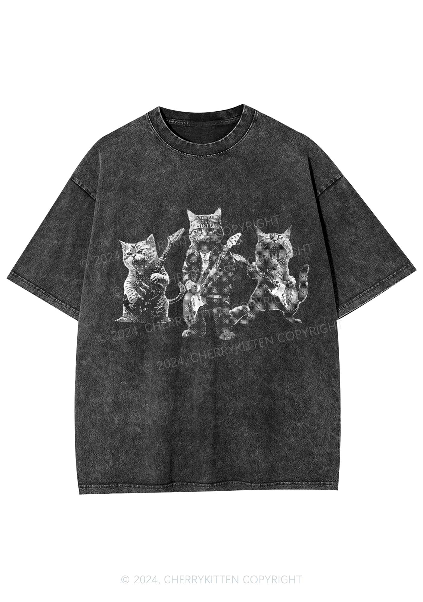 Guitar Cats Y2K Washed Tee Cherrykitten
