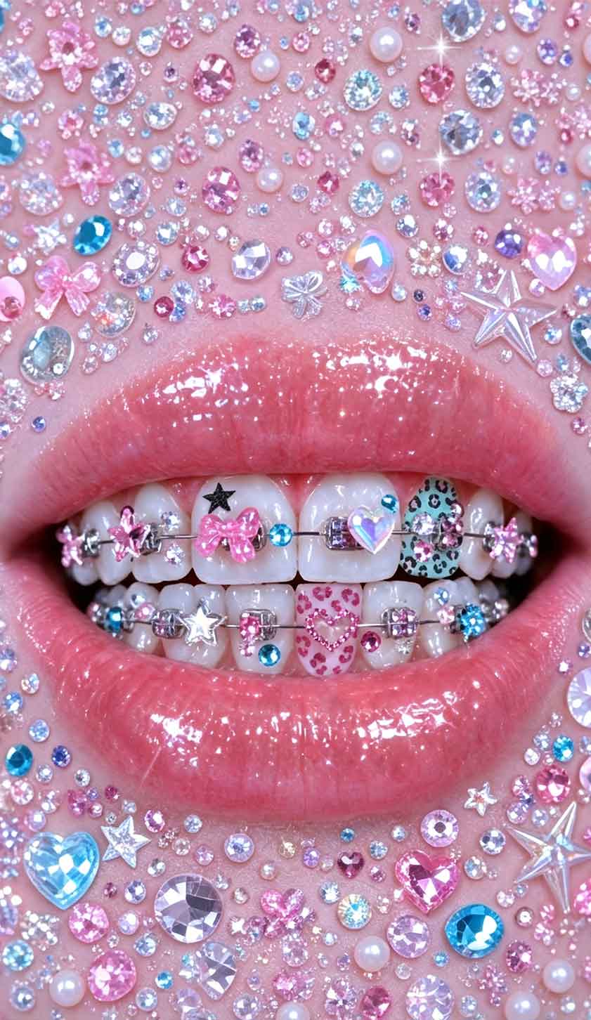 Sparkle Braced Mouth Art Y2K Phone Case Cherrykitten