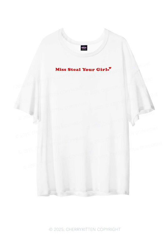 Miss Steal Your Girl Pride Y2K Sheer Boyfriend Tee Cherrykitten