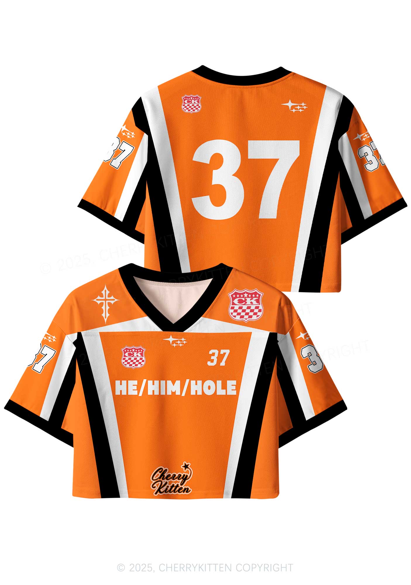 Custom Orange He Him Hole Pride Y2K Crop Sport Jersey Shirts Cherrykitten